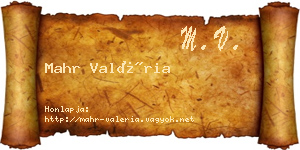 Mahr Valéria névjegykártya